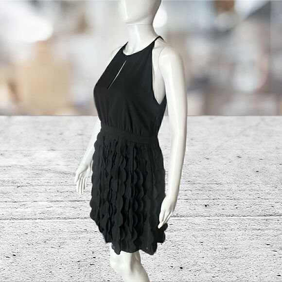 DVF Black Sleeveless Halter Neck 3D Bottom Dress - Picture 3 of 7